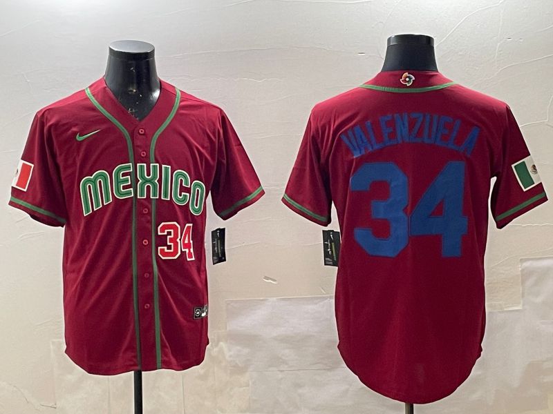 Men 2025 World Cub Mexico #34 Valenzuela Red Nike MLB Jersey style 1->more jerseys->MLB Jersey
